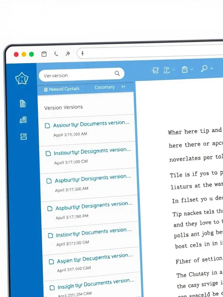 A screenshot showcasing Nexfield One's version history feature, with different versions of a document listed and easily accessible.